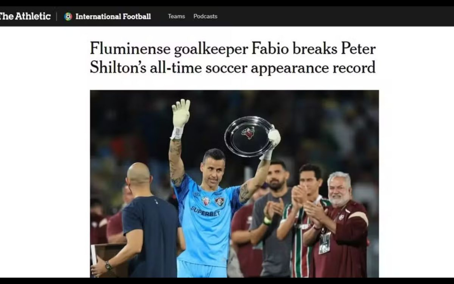 Fábio, do Fluminense, em destaque na imprensa internacional - Reprodução / Internet