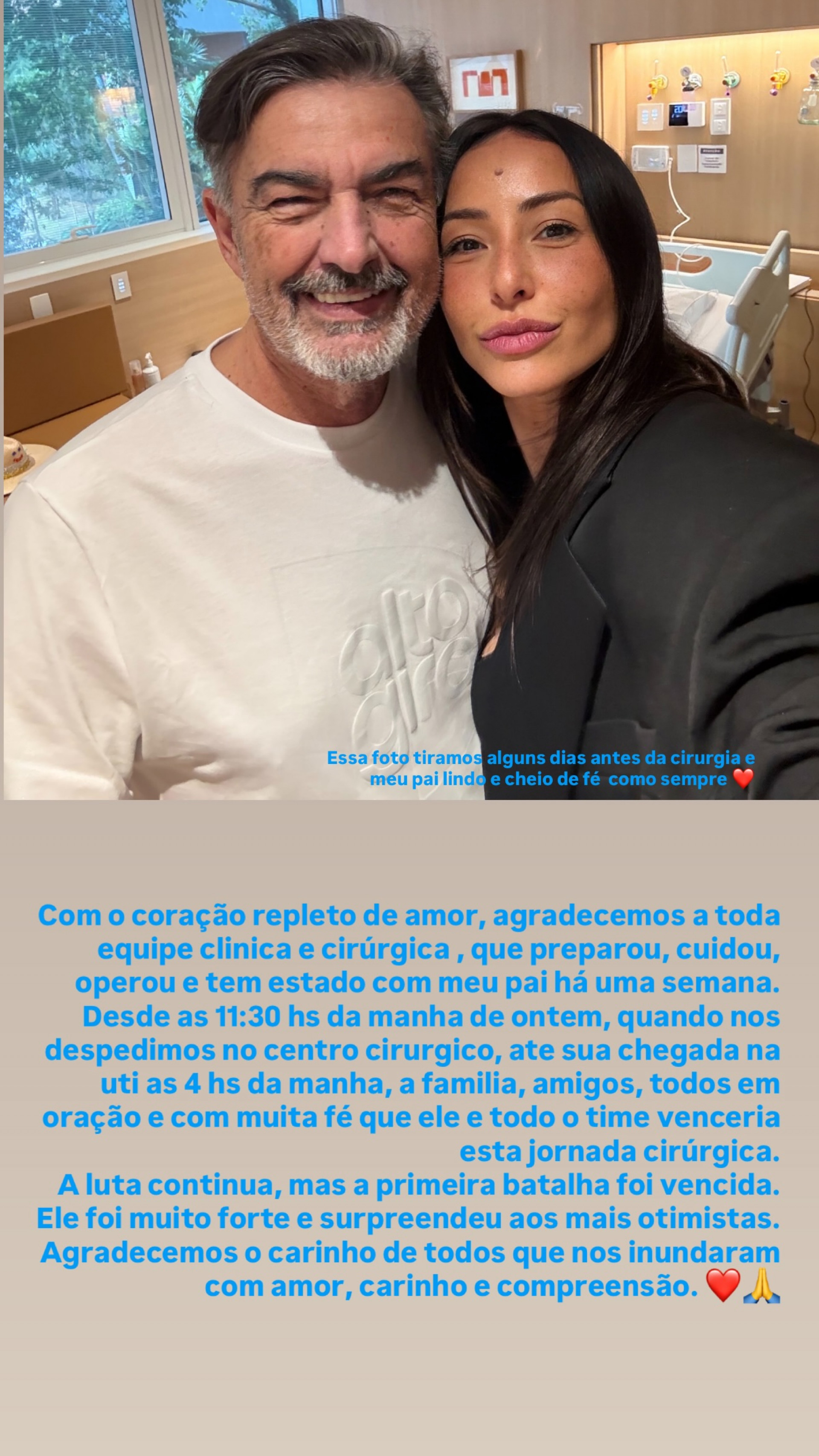 Sabrina Sato atualiza estado de saúde do pai após cirurgia - Reprodução / Instagram