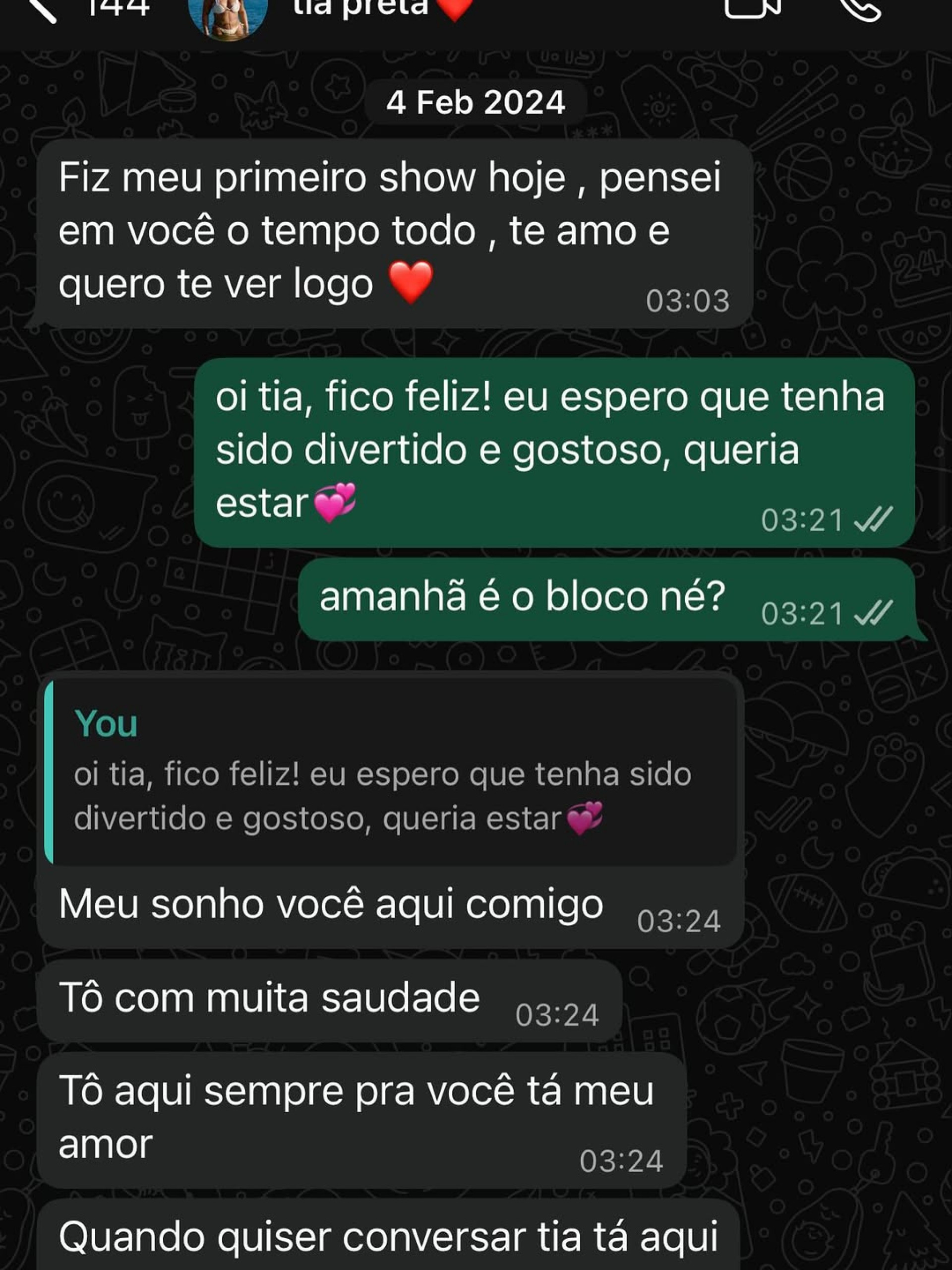 Flor Gil, sobrinha de Preta Gil exibe print de conversa especial com a cantora - Reprodução / Instagram
