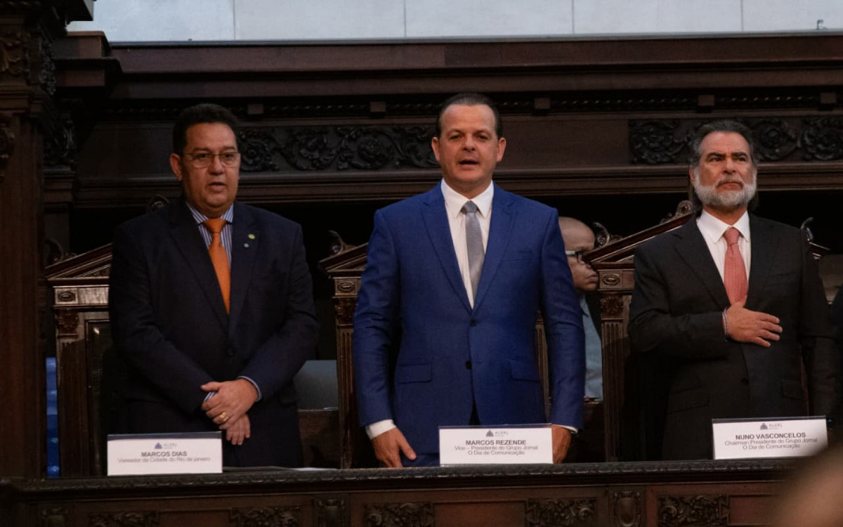 Da esquerda para direita: Marcos Dias, vereador do Rio; Marcos Rezende, vice- presidente do Grupo O DIA; e Nuno Vasconcellos, chairman do Grupo O DIA