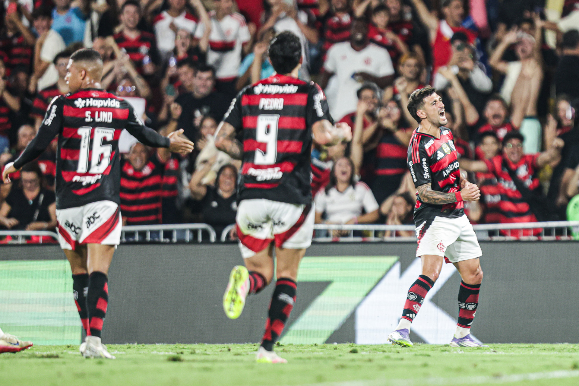 Arrascaeta comemora gol do Flamengo contra o Vit&oacute;ria - Gilvan de Souza / Flamengo