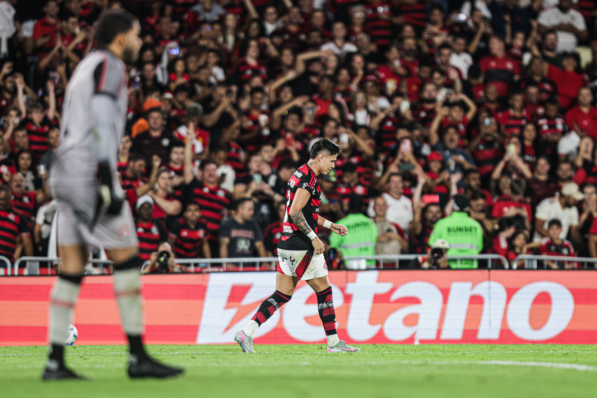 Luiz Araújo celebra gol marcado pelo Flamengo sobre o Vitória, no Maracanã - Gilvan de Souza / Flamengo