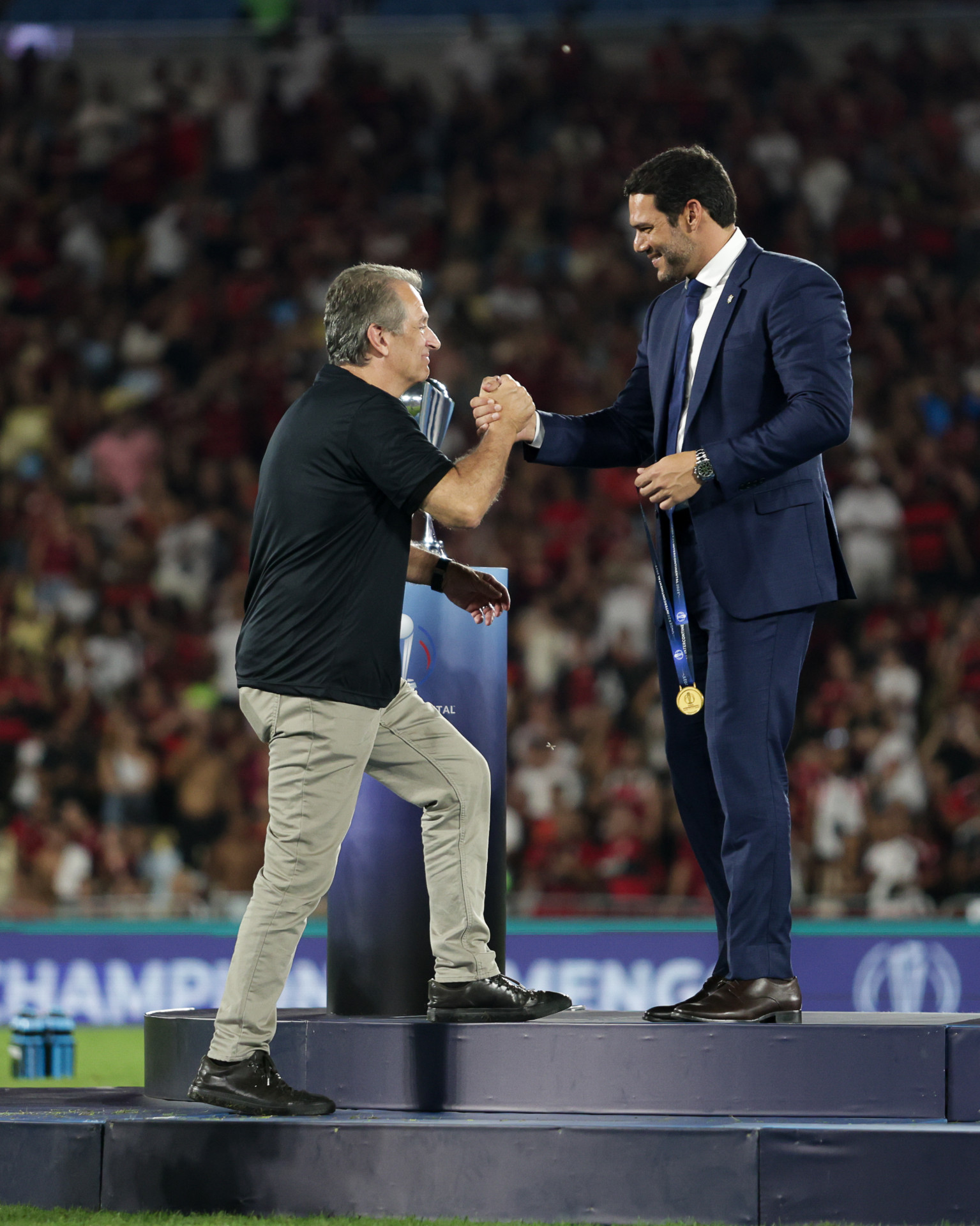 Bap, presidente do Flamengo, com Samir Xaud, presidente da CBF