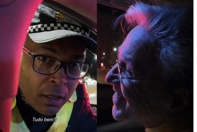 Vídeo: Caetano Veloso ganha beijinho de policial militar em blitz 