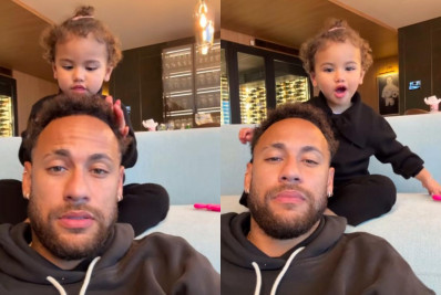 Filha de Neymar, Mavie, arranca risada do pai ao brincar com cabelo dele: 'Piolho'