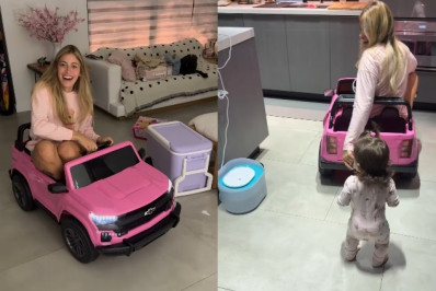 Leandro Hassum mostra filha se divertindo com carrinho motorizado da neta