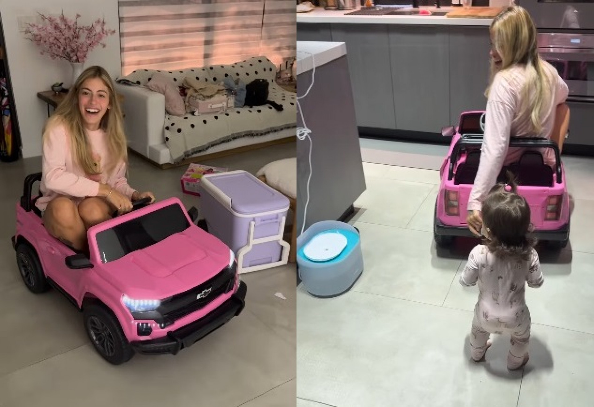 Pietra Hassum brincou com carrinho que o pai, Leandro, deu para neta - Reprodução/Instagram
