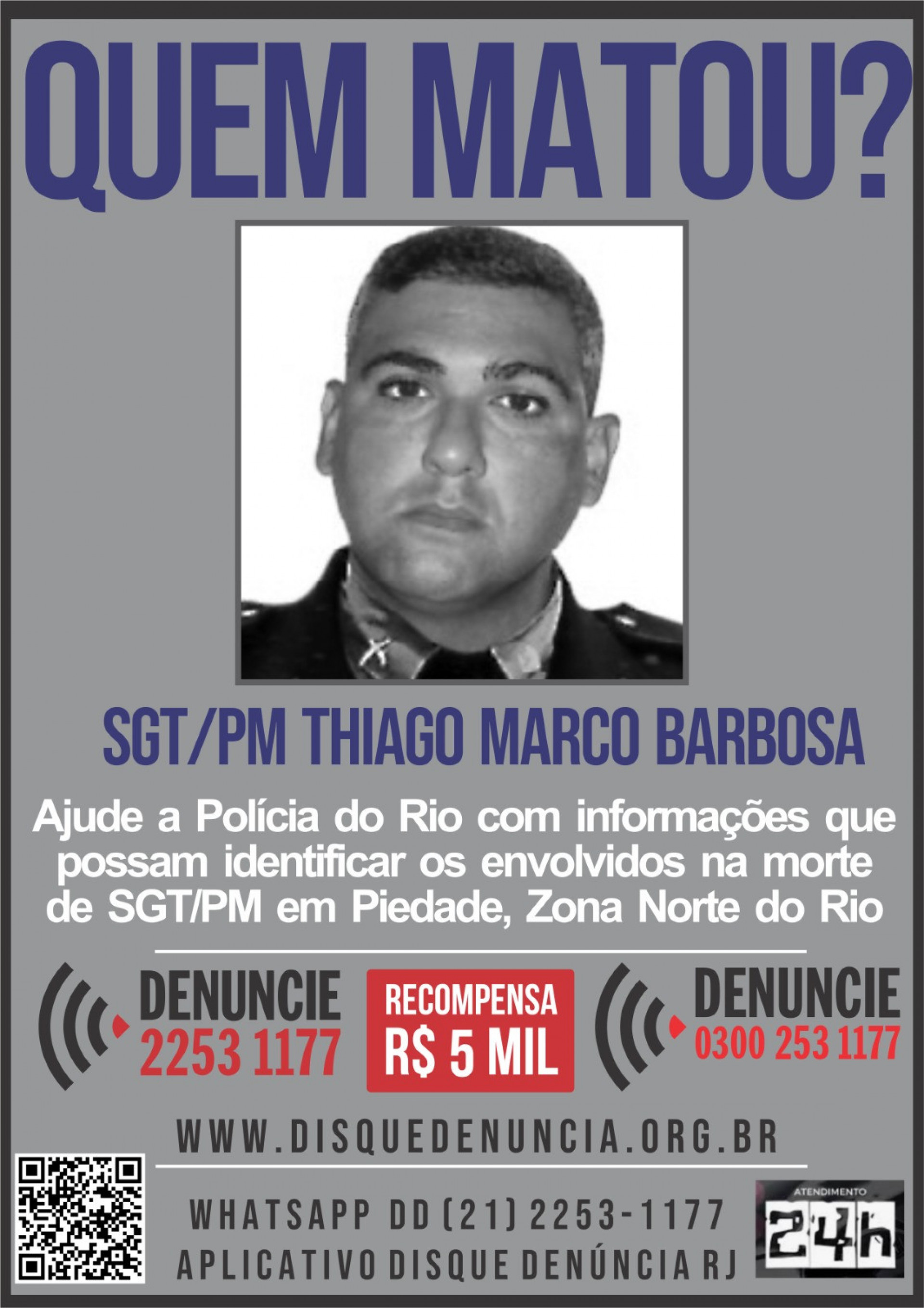 Thiago Marco Barbosa era lotado do 35º BPM (Itaboraí) - Divulgação / Disque Denúncia