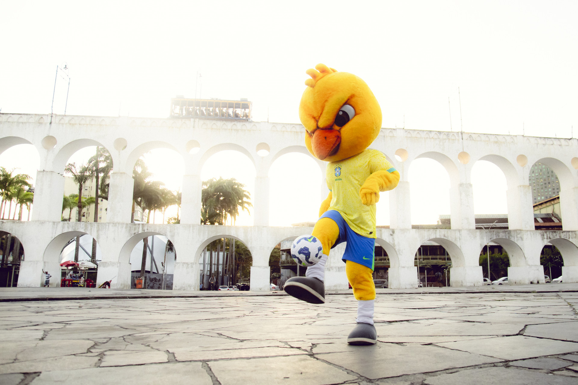 Canarinho mostrou suas habilidades com a bola de futebol - Divulgação / CBF