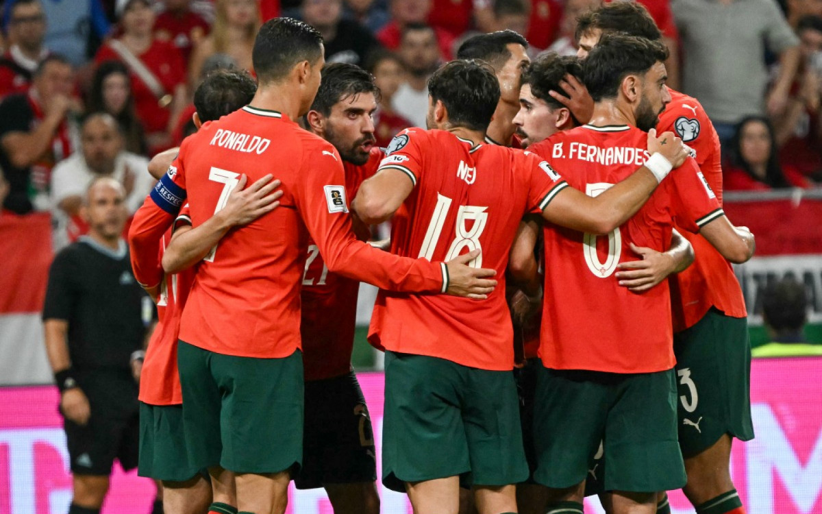 Comemoração dos jogadores de Portugal