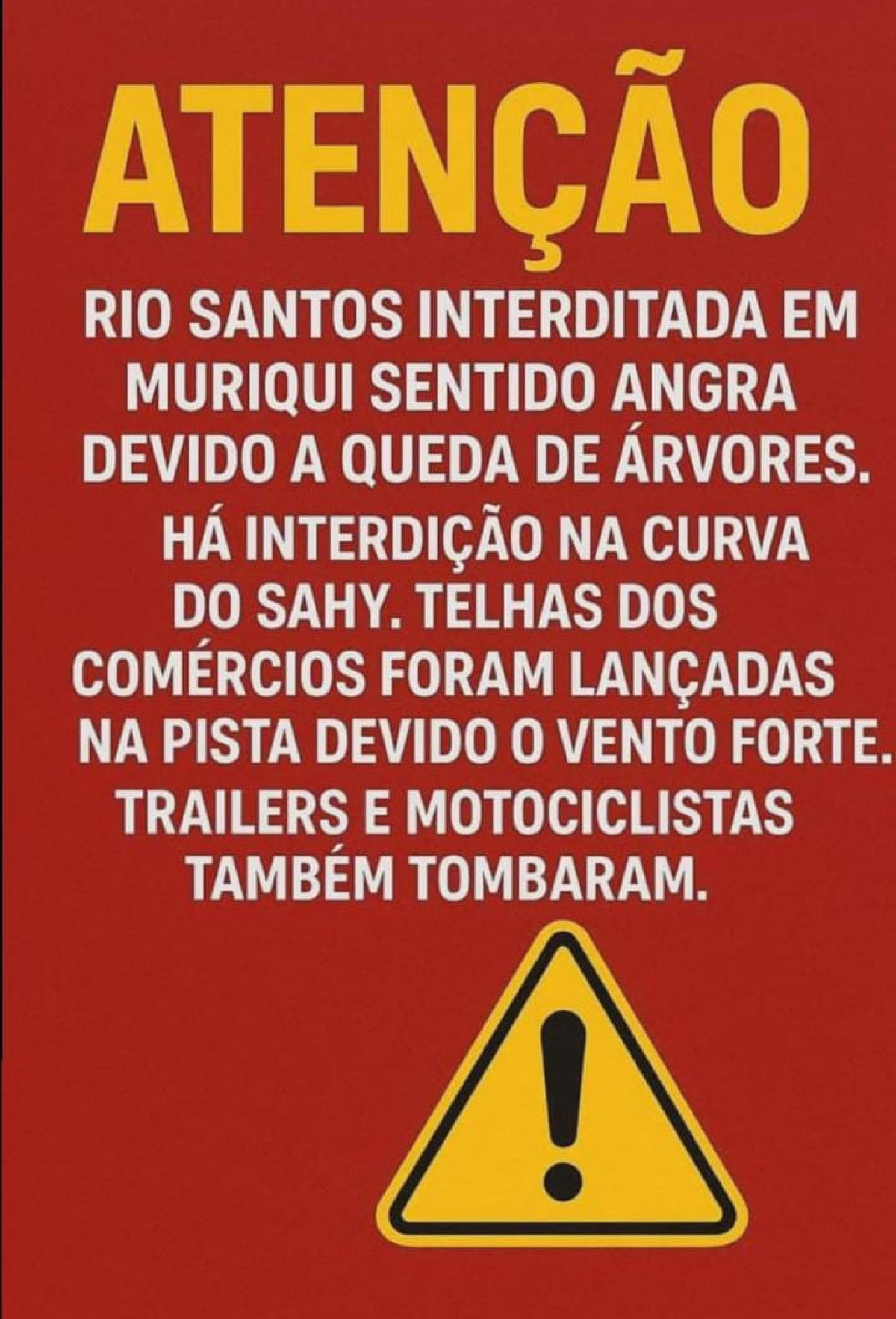 Motoristas cuidado ao trafegar pela Rio-Santos