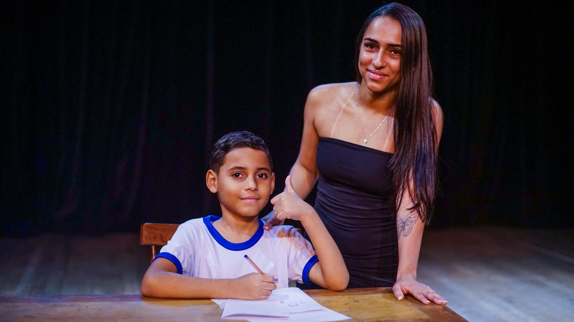 Ryan Gabriel desenhou a sua mãe e seu irmão - Gilberto Rocha/ PMSJM