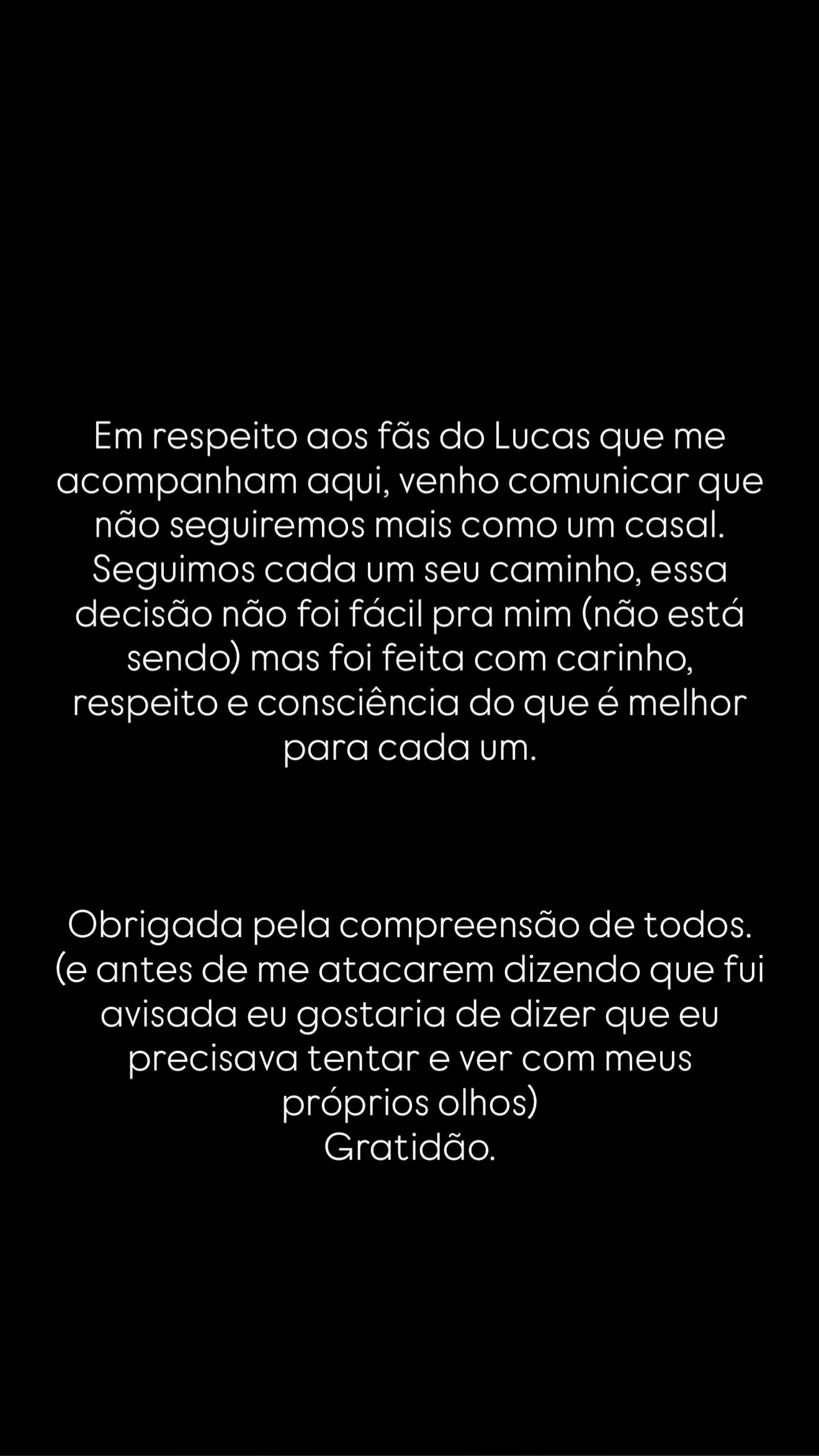 Suzi Sassaki usou os Stories para anunciar término da relação - Reprodução/Instagram