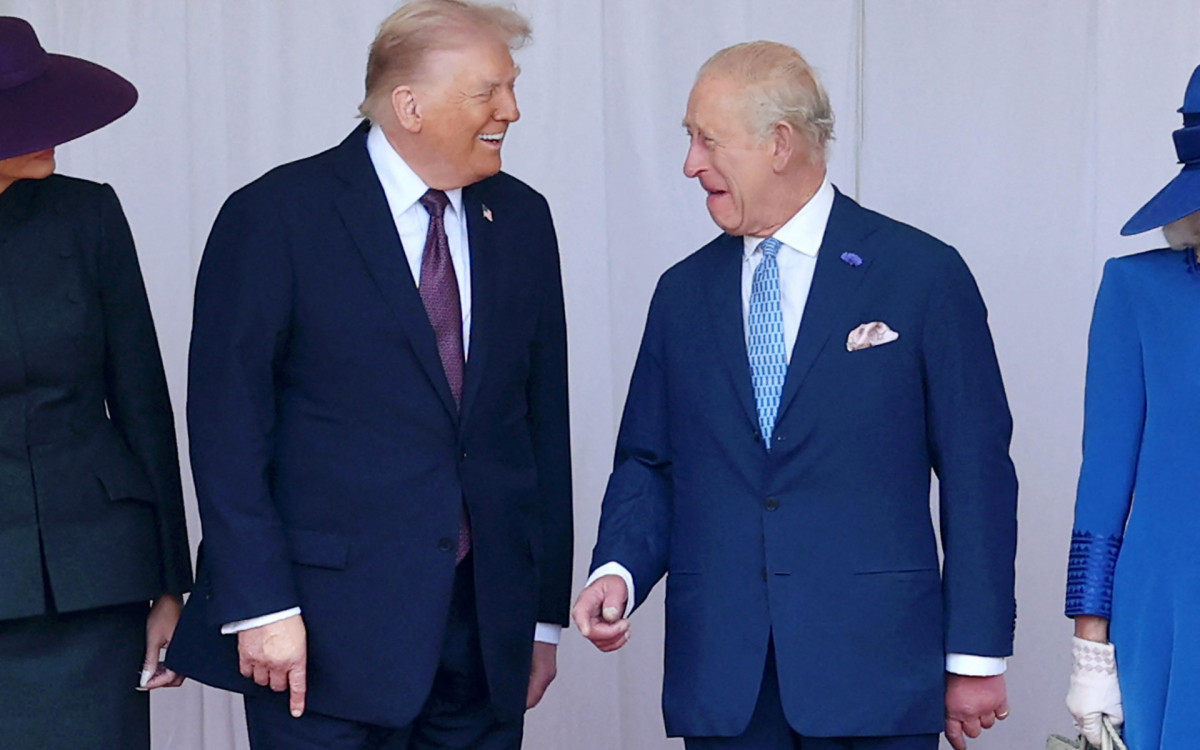 Presidente dos EUA, Donald Trump, o rei Charles III da Grã-Bretanha - AFP