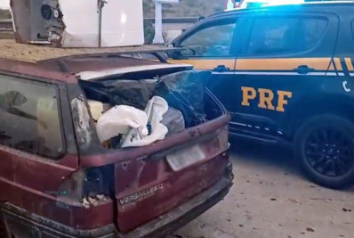 Carro com eletrodomésticos empilhados no teto é apreendido na Ponte Rio-Niterói