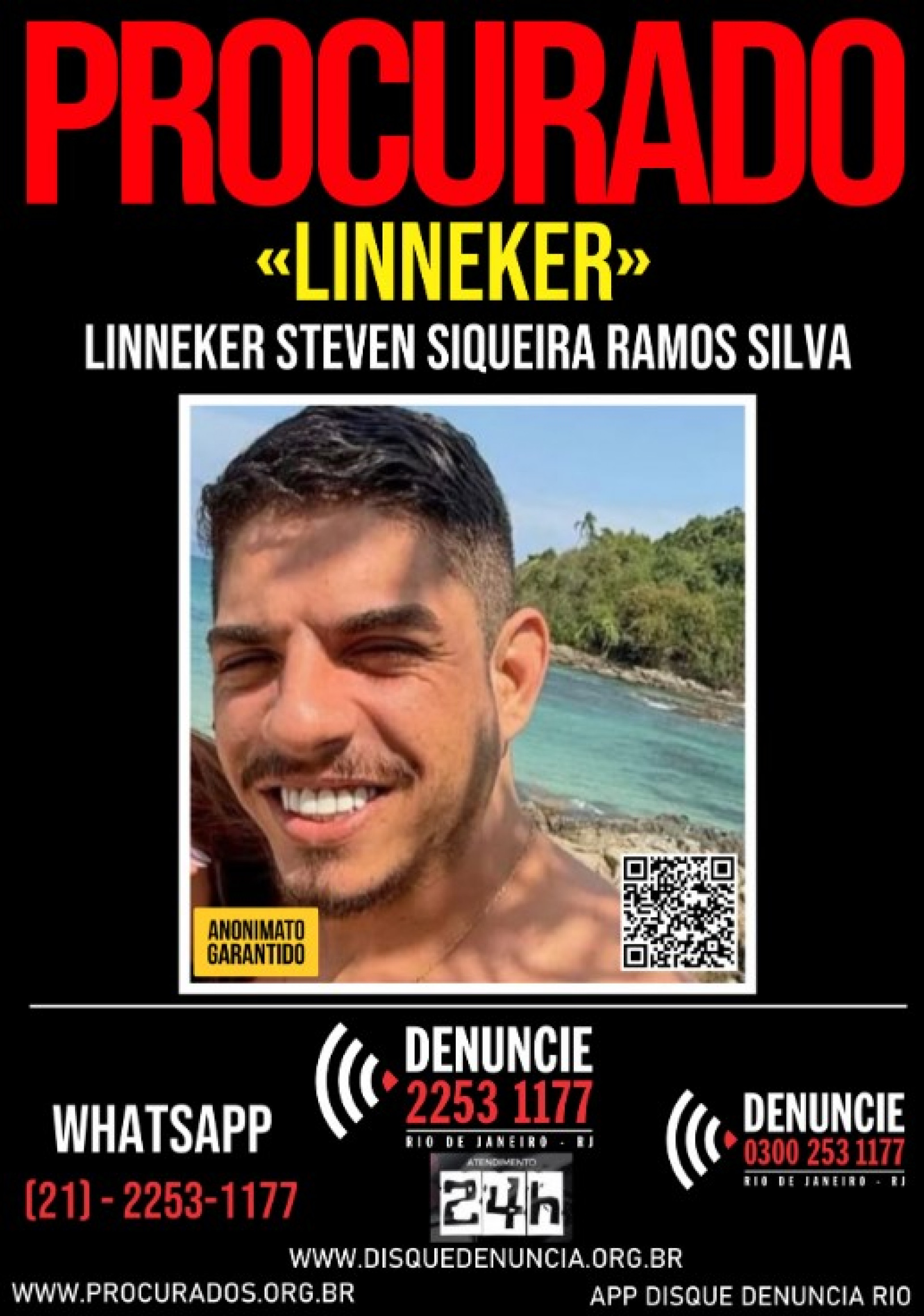 Disque Denúncia pede informações sobre Linneker Steven