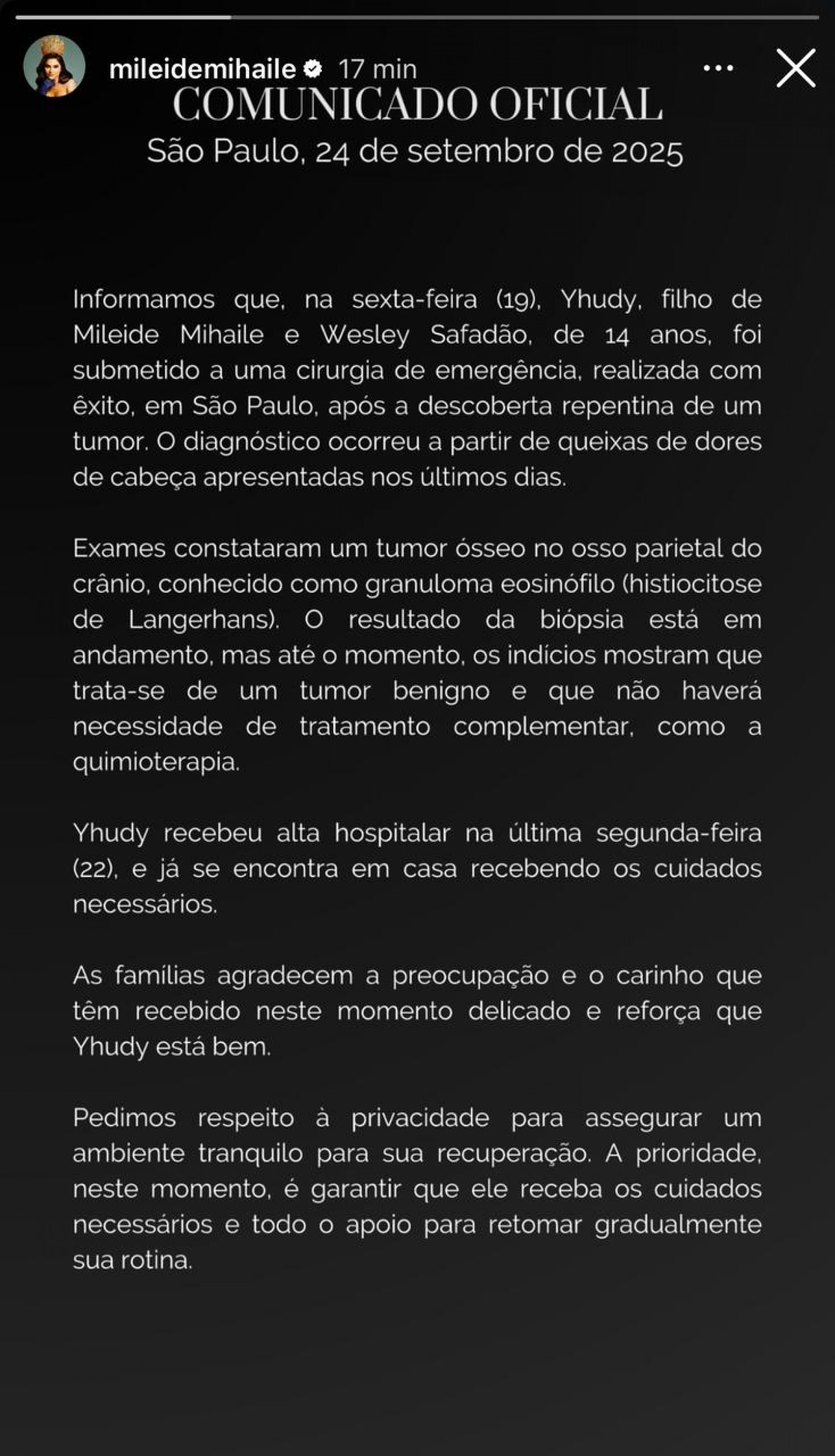 Mileide revela cirurgia do filho após descoberta de tumor - Foto: Reprodução/ Redes sociais