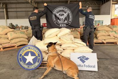 Meia tonelada de cocaína é apreendida pela PF e a Receita no Porto do Rio