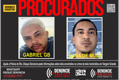 Cartaz pede denúncias sobre chefe do tráfico em Vargem Grande envolvido em assassinatos
