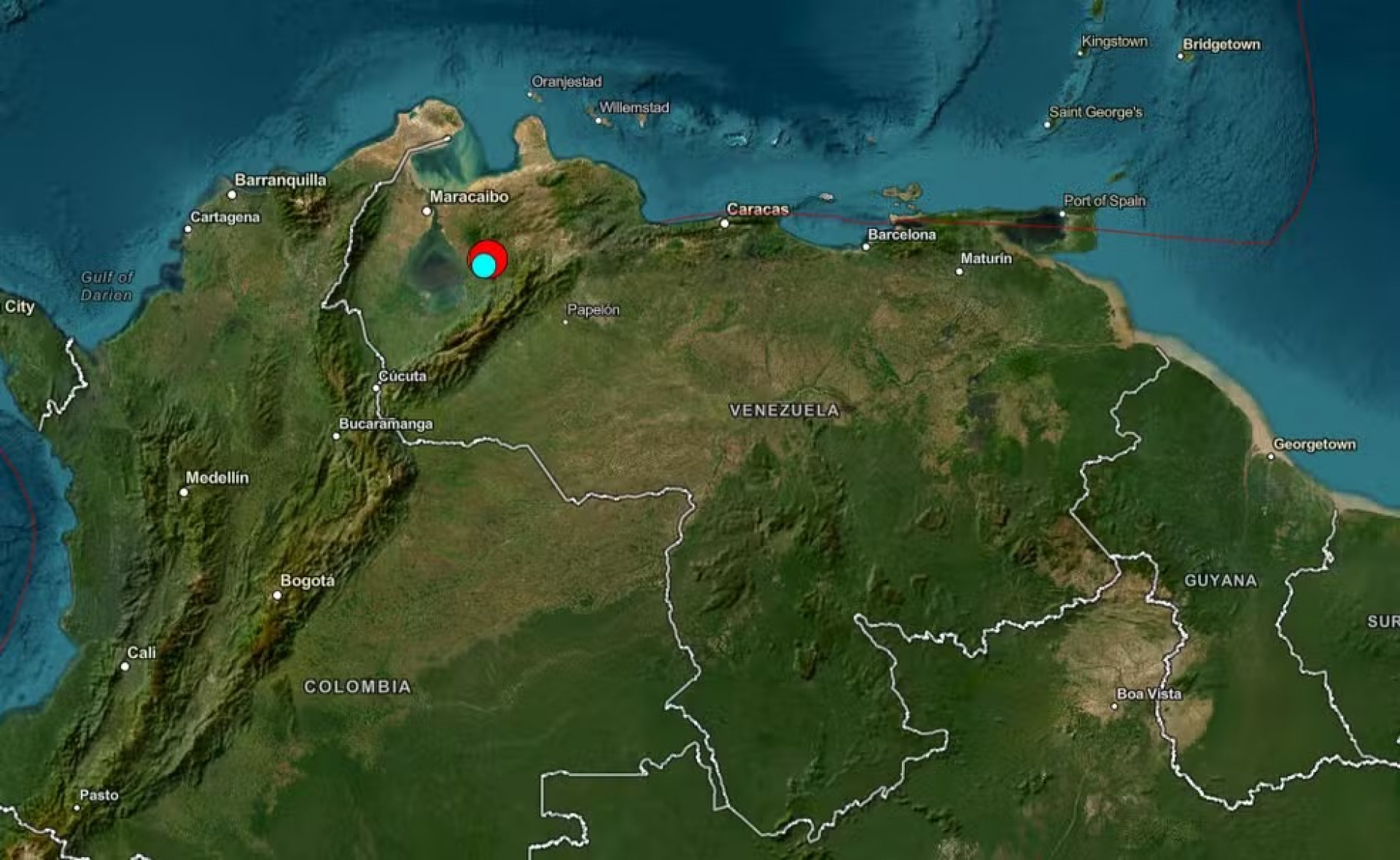 Venezuela foi atingida por dois terremotos entre a noite de quarta-feira e esta quinta-feira - Reprodu&ccedil;&atilde;o / USGS