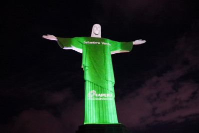 Cristo Redentor é iluminado de verde em homenagem ao Dia Nacional da Doação de Órgãos