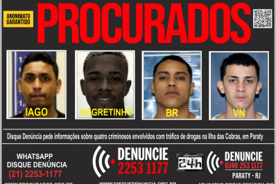 Disque Denúncia pede informações sobre traficantes foragidos da Justiça de Paraty