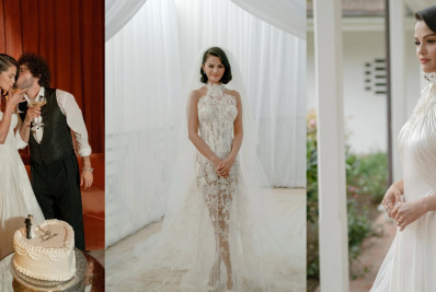 Selena Gomez mostra vestidos usados no casamento com Benny Blanco