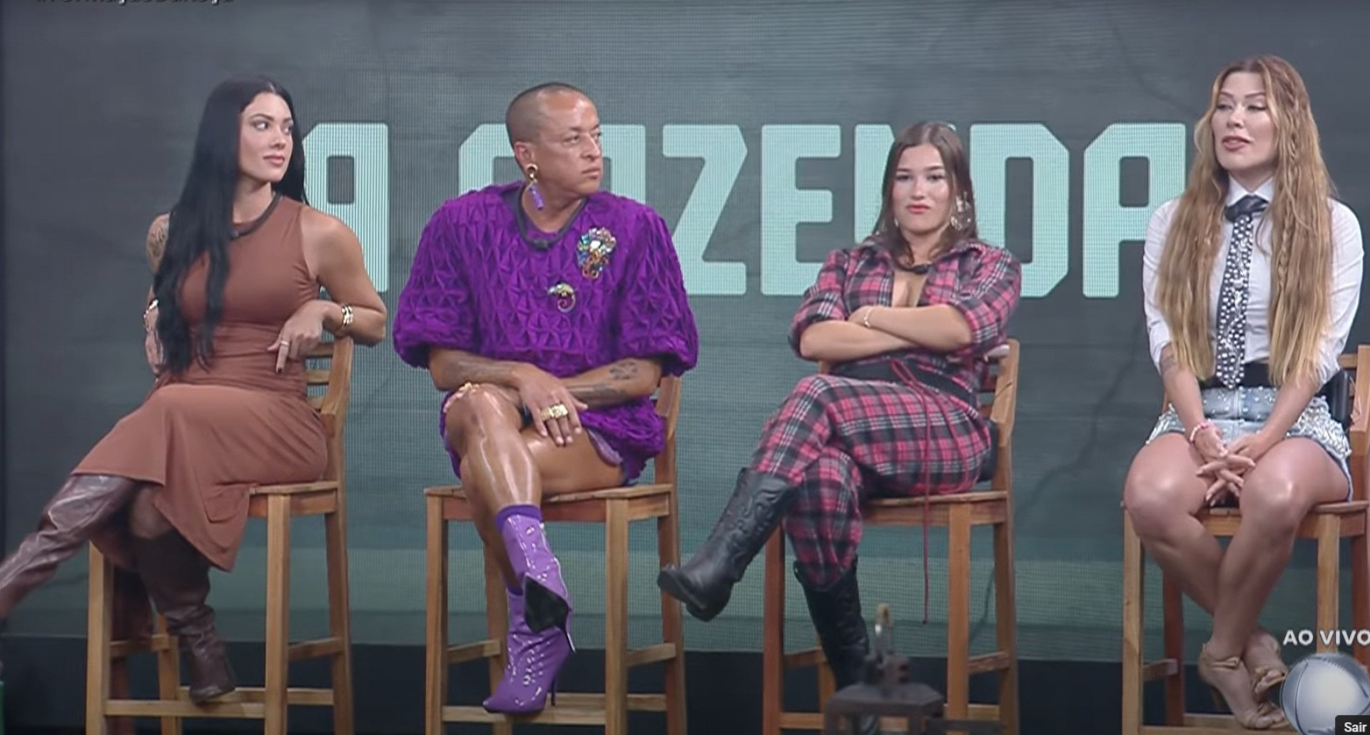 Rayane Figliuzzi, Walério Araújo, Duda Wendling e Renata Müller estão na roça - Reprodução de vídeo / Record