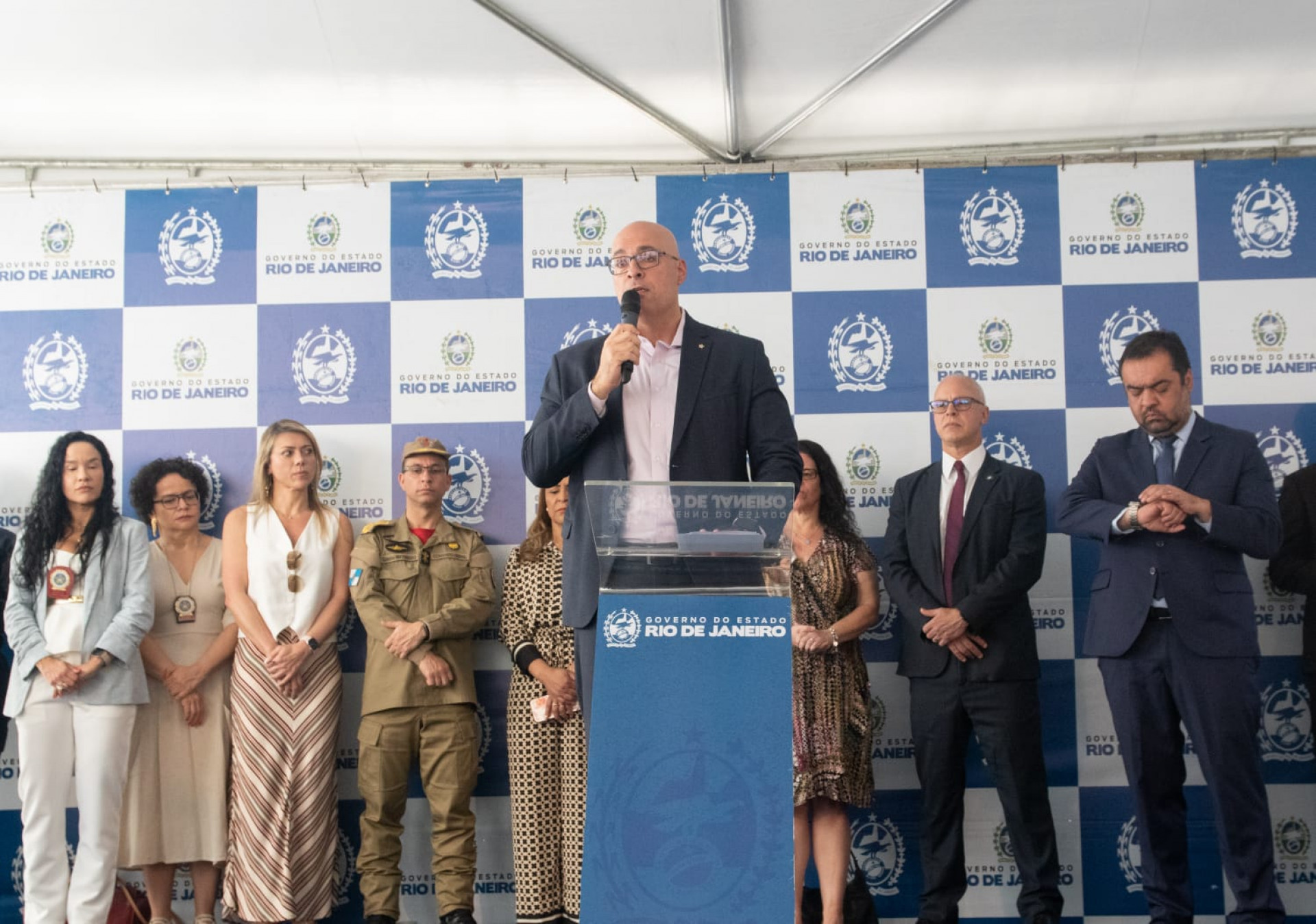 Felipe Curi, secret&aacute;rio de Pol&iacute;cia Civil do Rio, durante a inaugura&ccedil;&atilde;o da nova Delegacia da Mulher na Zona Sul - &Eacute;rica Martin / Ag&ecirc;ncia O Dia 