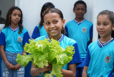 Alunos participam de colheita em hortas municipais de São Gonçalo