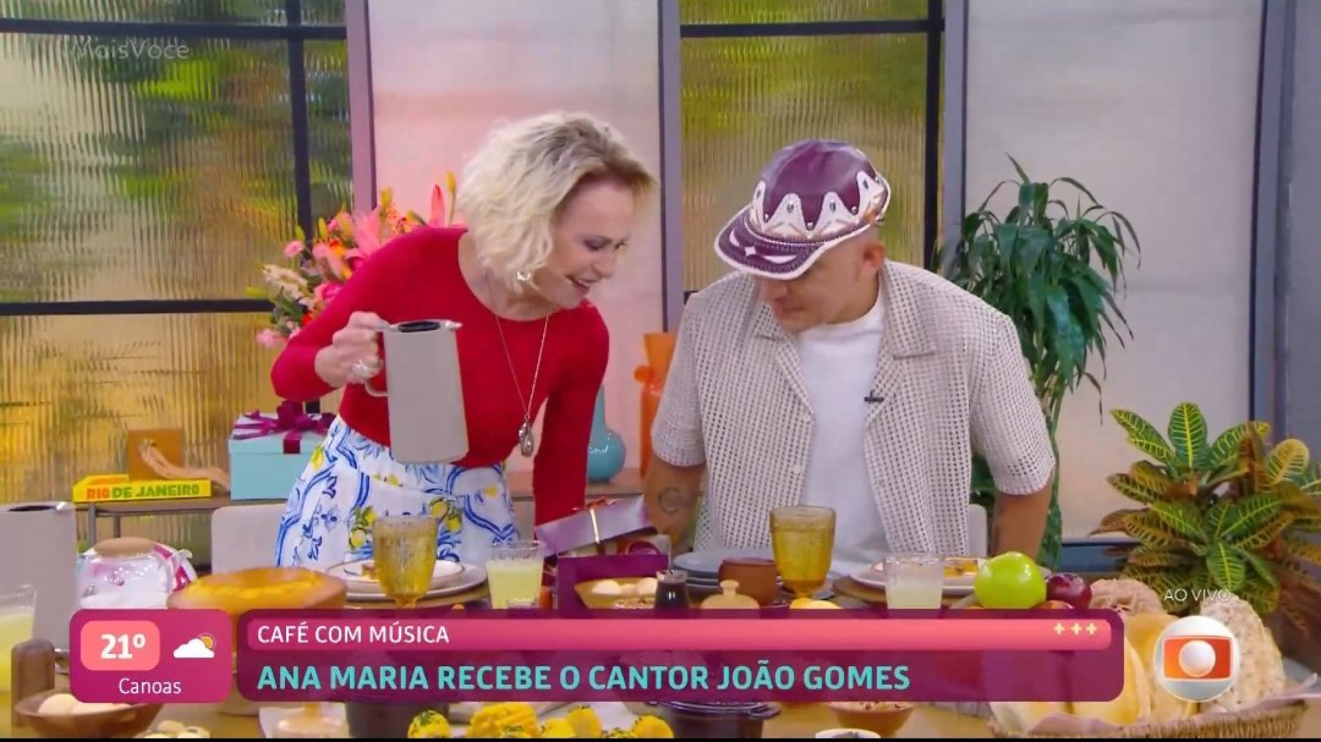 Ana Maria Braga e João Gomes no 'Mais Você' - Reprodução / TV Globo