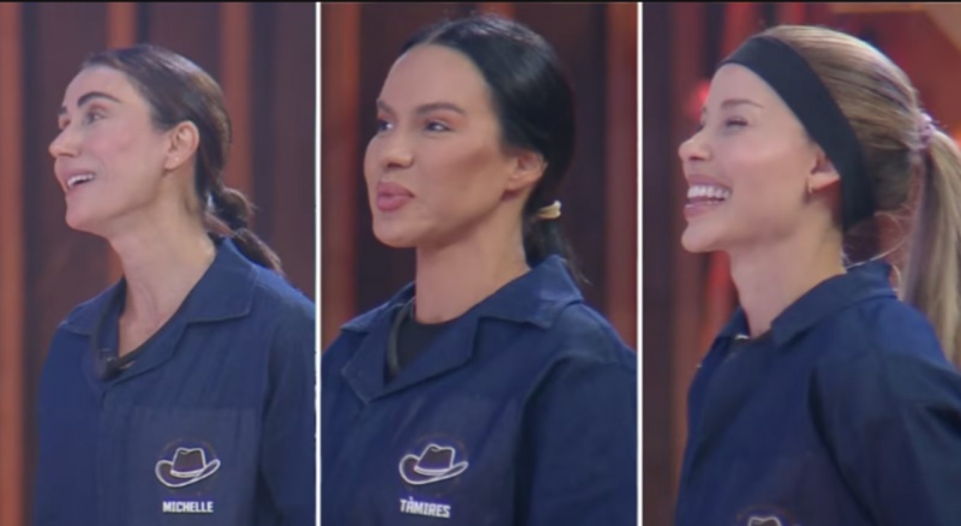 Michelle Barros, Tamires e Saory na Prova do Fazendeiro - Reprodução/R7