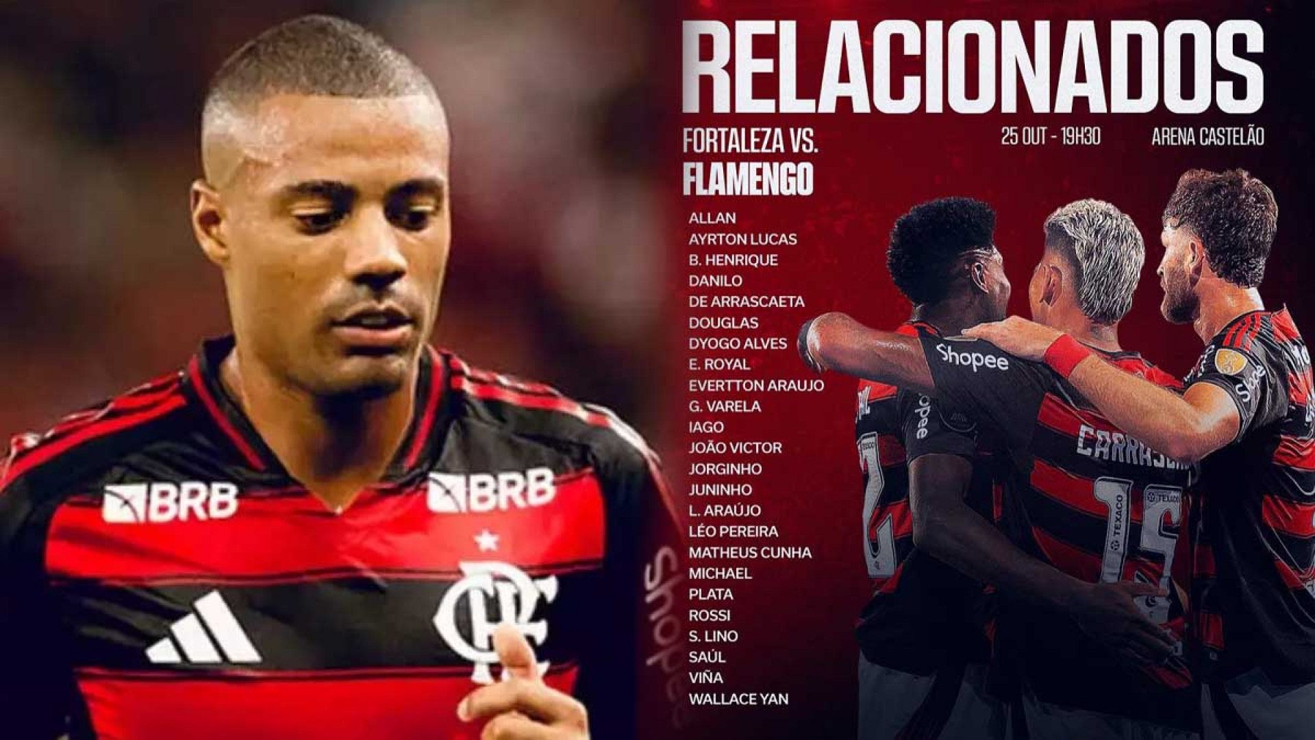 Nicolas De La Cruz est&aacute; fora de mais um jogo do Flamengo em 2025 - Montagem Canal do YouTube Resenha Rubro Negra
