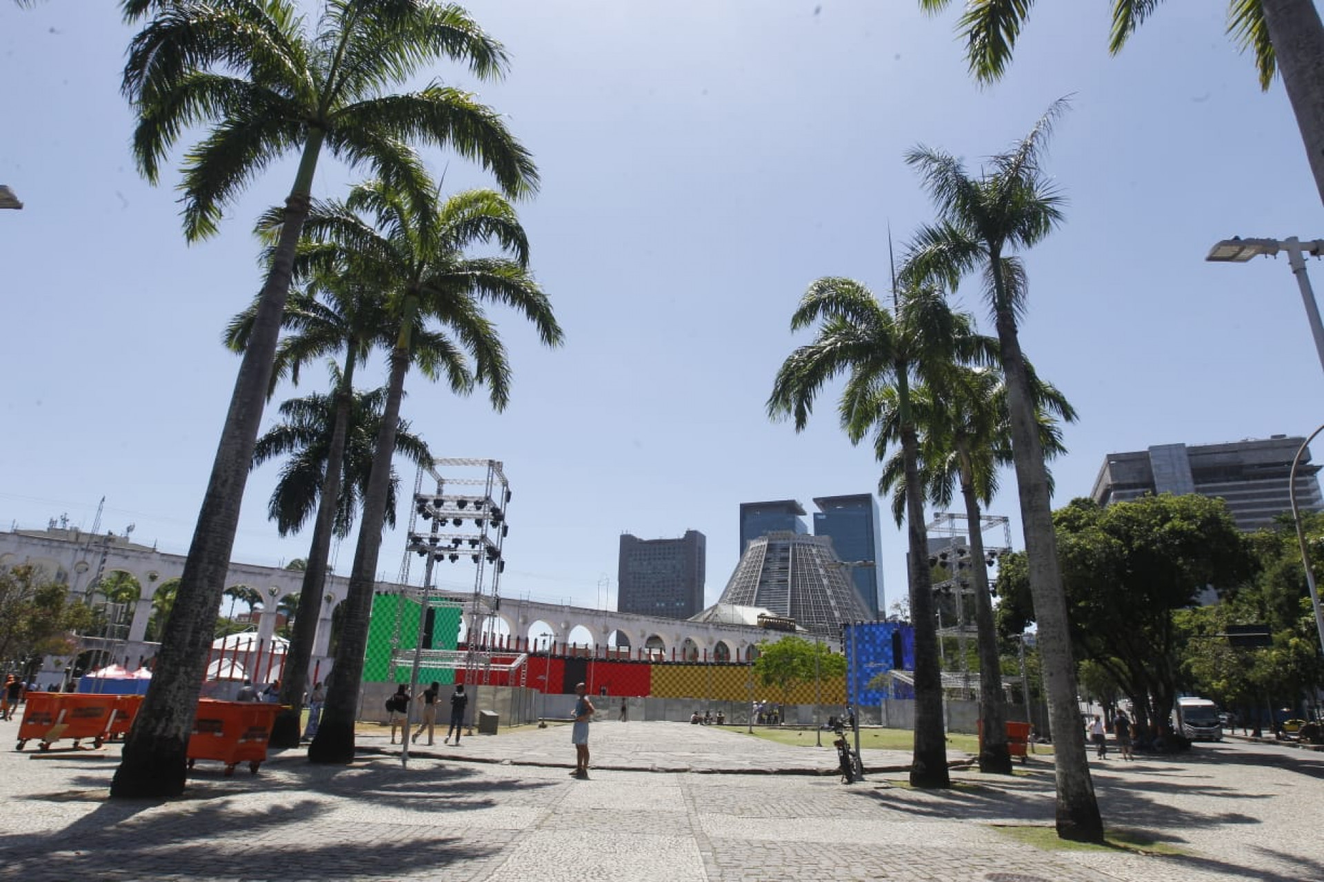 Preparativos para o show do cantor João Gomes na Lapa - Agência O Dia / Reginaldo Pimenta
