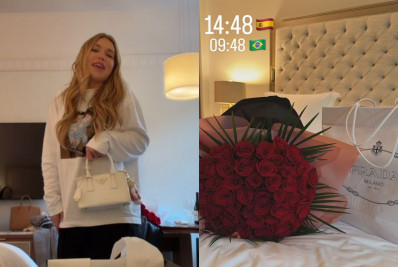 Virginia Fonseca é recebida com buquê e bolsa de luxo ao chegar na casa de Vini Jr. em Madri
