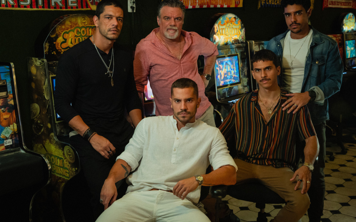 Pedro Lamim, André Lamoglia, Adriano Garib, Ruan Aguiar e Igor Fernandes em \'Os Donos do Jogo\'. 