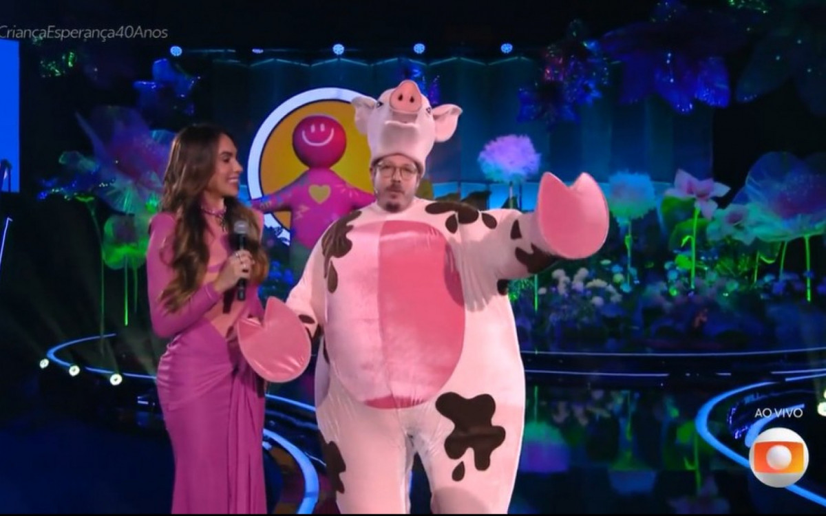 Nicole Bahls e Fábio Porchat no 'Criança Esperança' - Reprodução/TV Globo