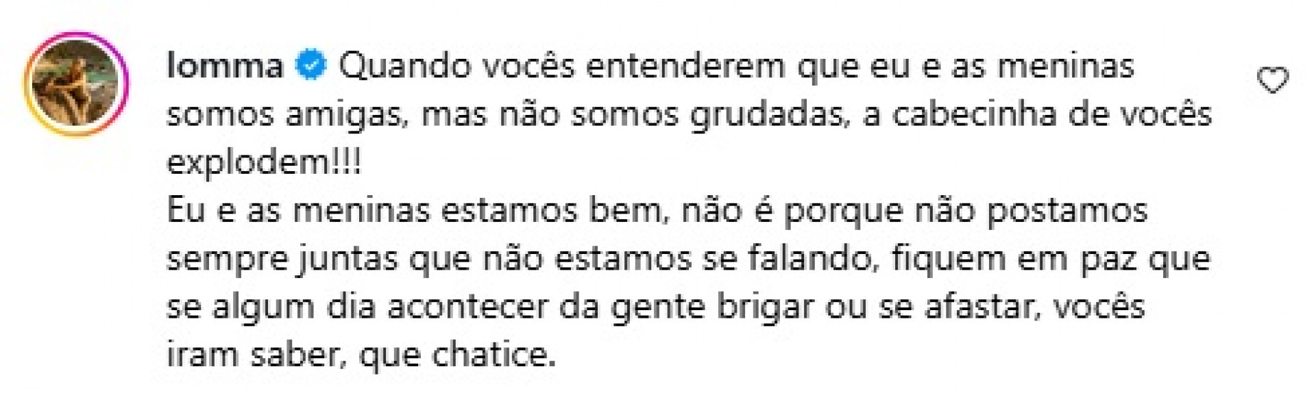 Lomma esclareceu rumores do fim da amizade com as influenciadoras  - Reprodução/Instagram 