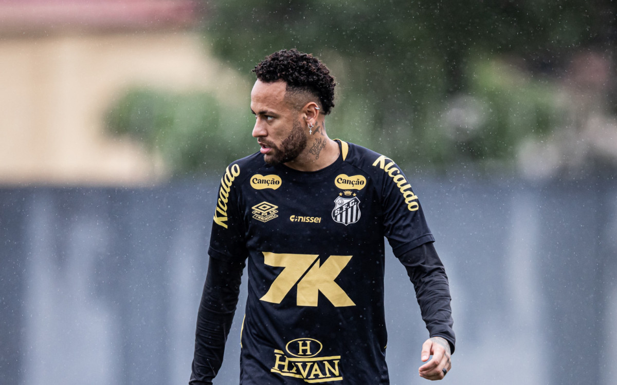 Neymar sofreu uma les&atilde;o no joelho esquerdo no fim do ano passado, mas voltou aos treinos e ajudou o Santos na reta final do Brasileir&atilde;o