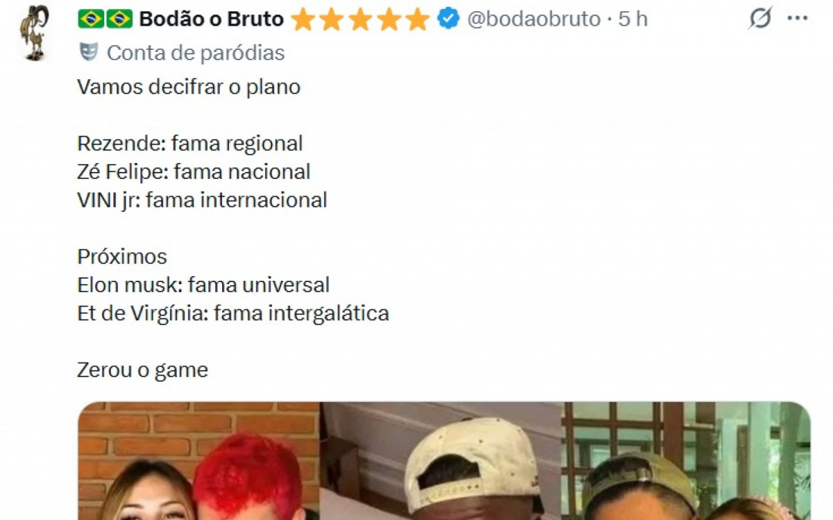 Meme produzido ap&oacute;s o an&uacute;ncio de namoro de Virginia e Vini Jr.