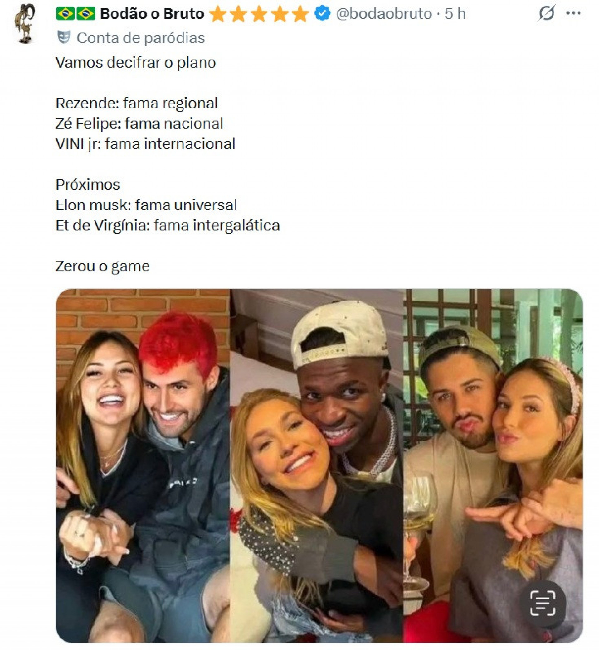 Meme produzido após o anúncio de namoro de Virginia e Vini Jr. - Reprodução / X