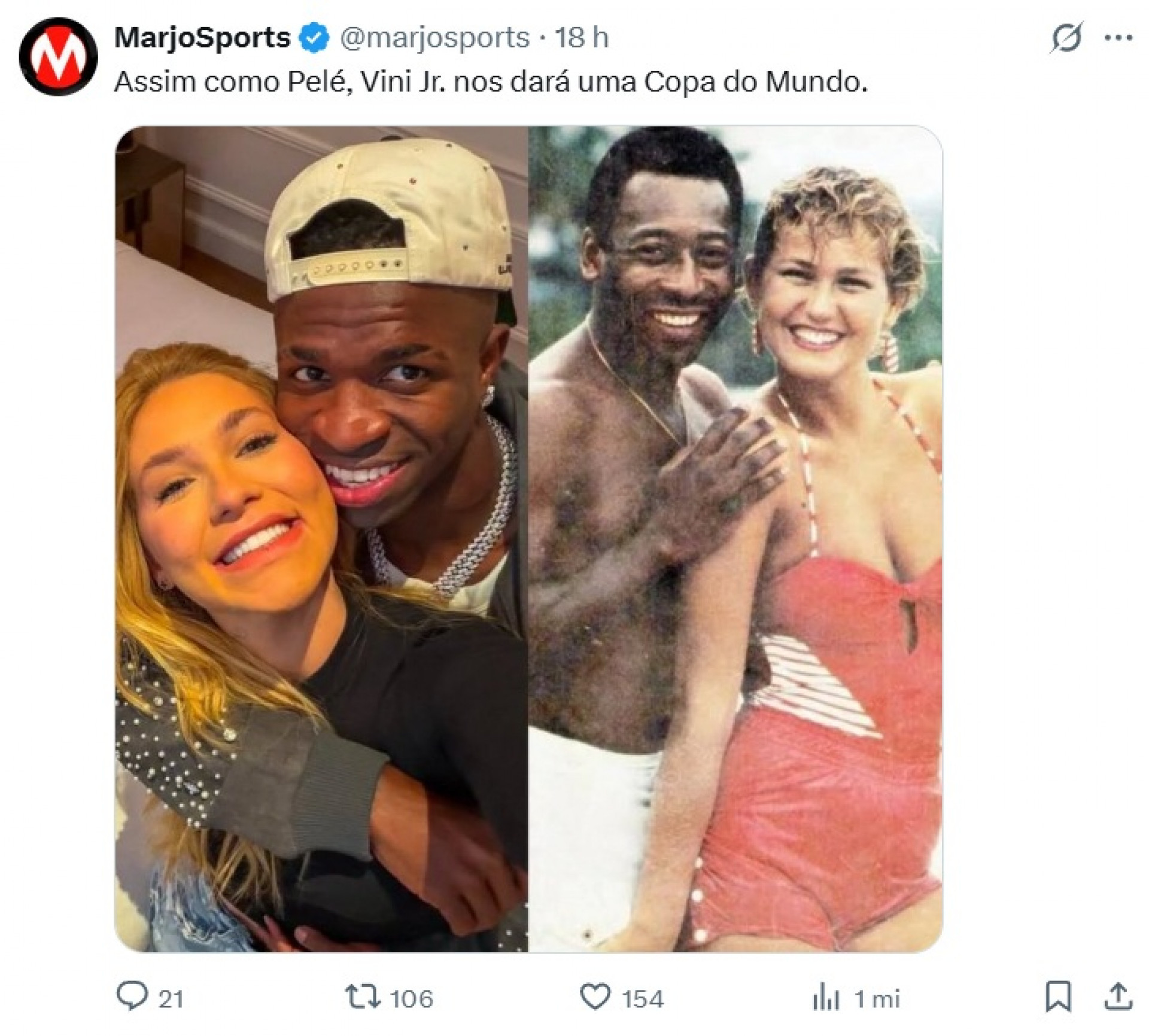 Meme com a foto postada por Virginia e Vini Jr. - Reprodução / X