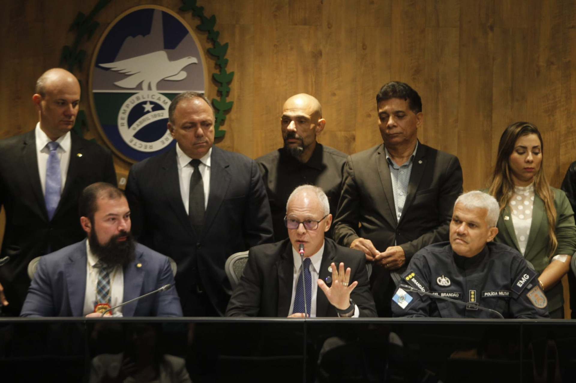 Victor Santos e Paulo Bilynskyi participaram da reunião no CICC - Reginaldo Pimenta / Agência O Dia