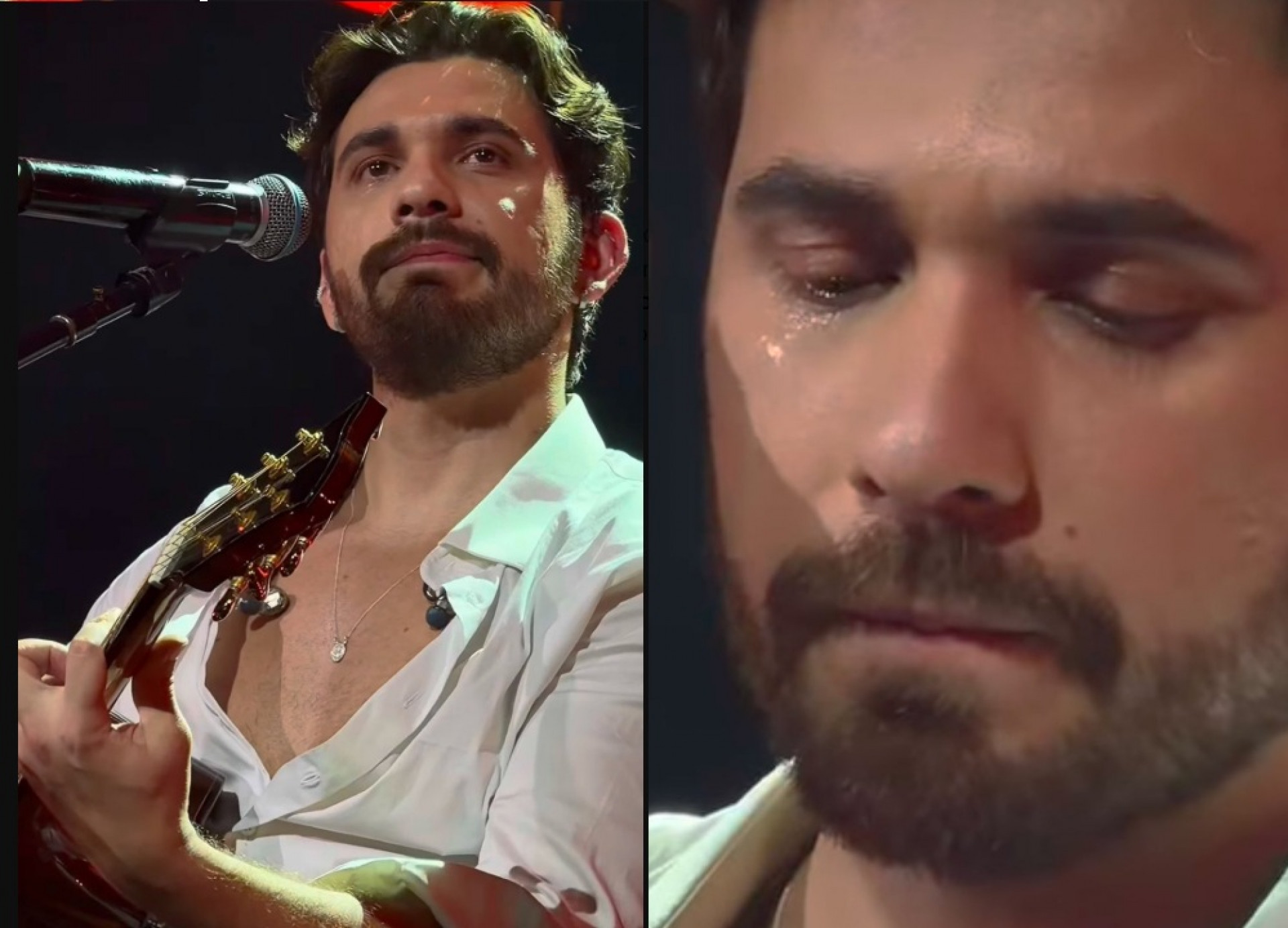 Gustavo Mioto se emociona ao cantar música nova 'DNA' - Reprodução / X