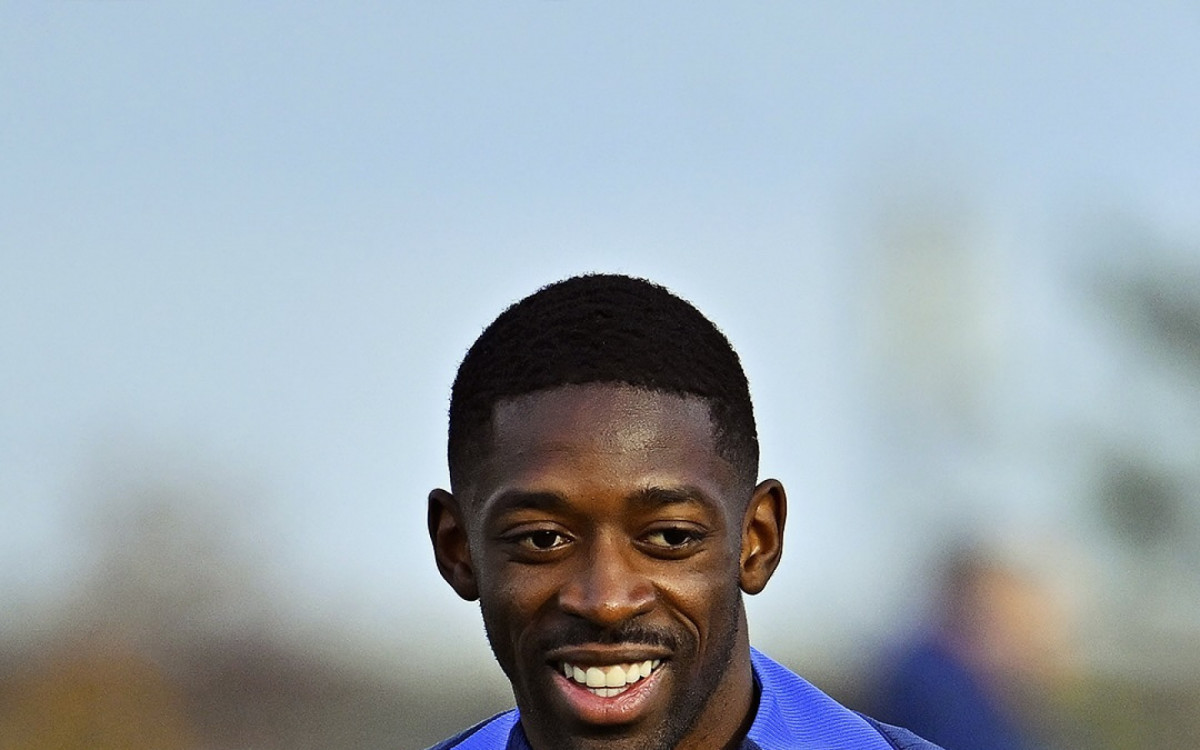 Dembélé em treino do PSG