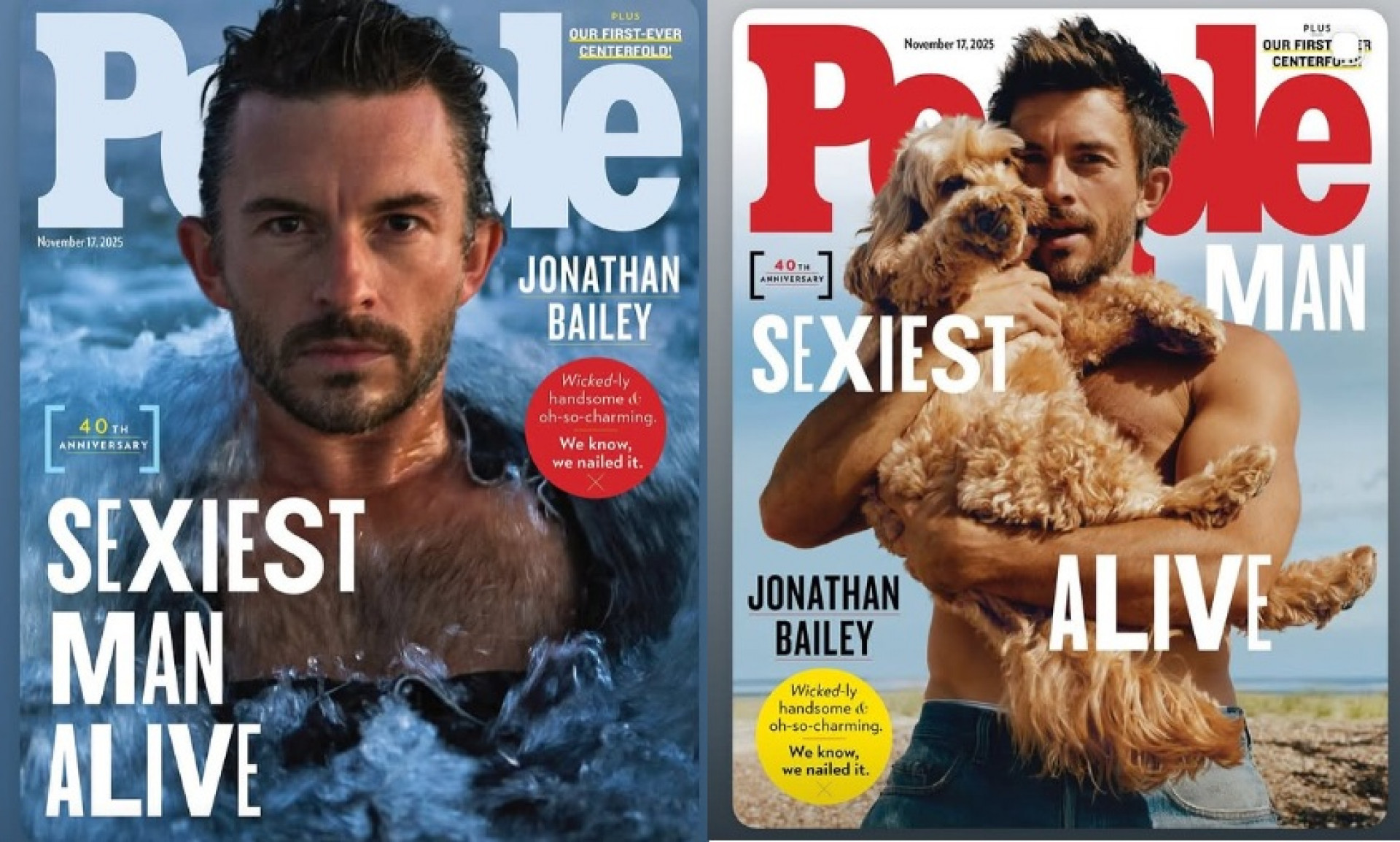 Jonathan Bailey em duas capas da revista 'People' com o título de homem mais sexy do mundo em 2025 - Reprodução / Instagram