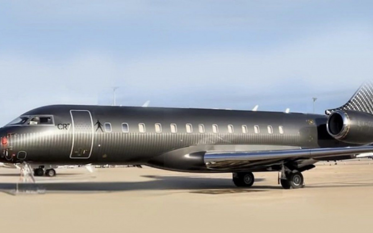 Fortuna de Cristiano Ronaldo: avião Bombardier Global Express, modelo 6500, de R$ 309 milhões