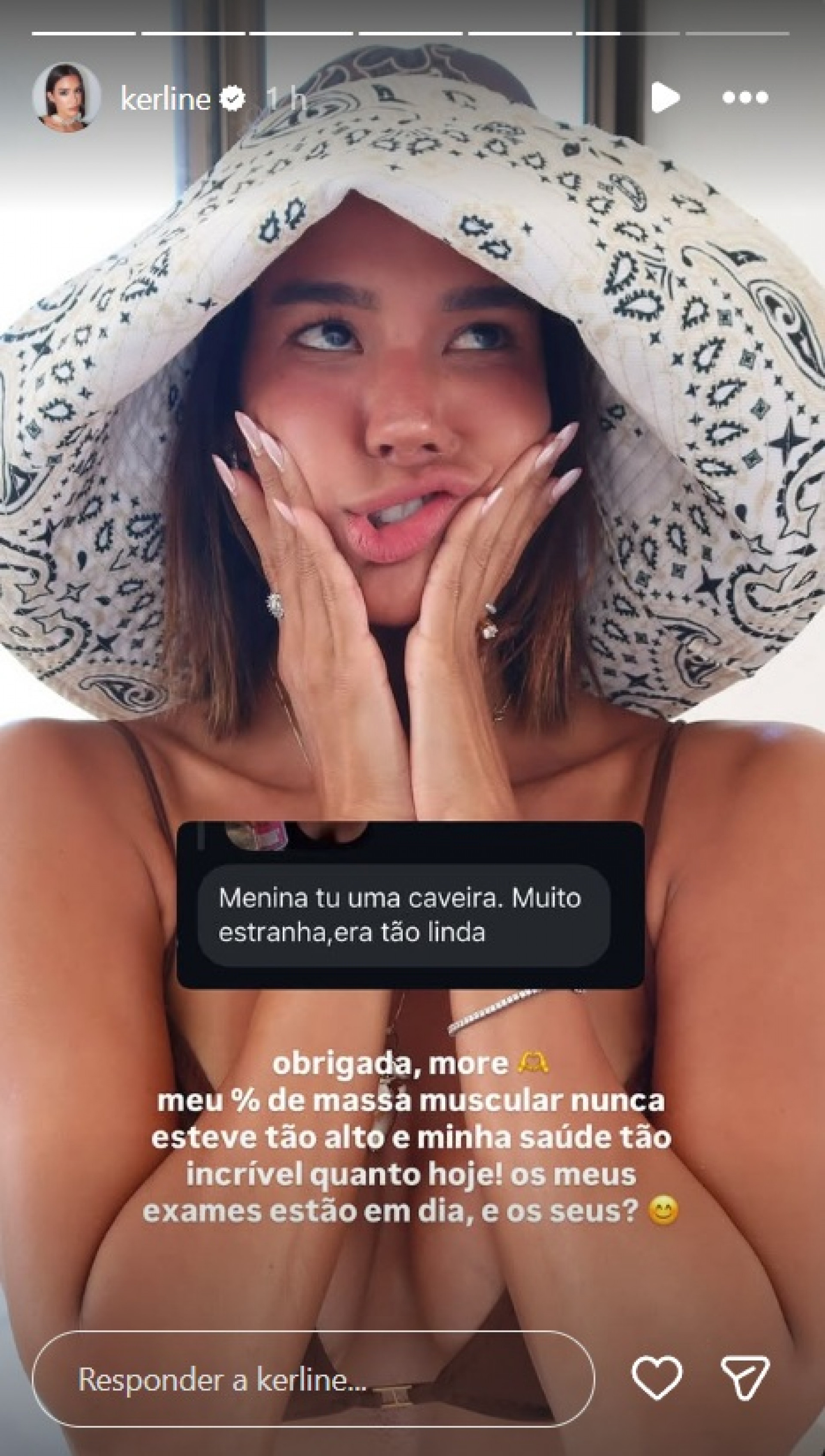 Resposta da Kerline ao internauta - Reprodução / Instagram