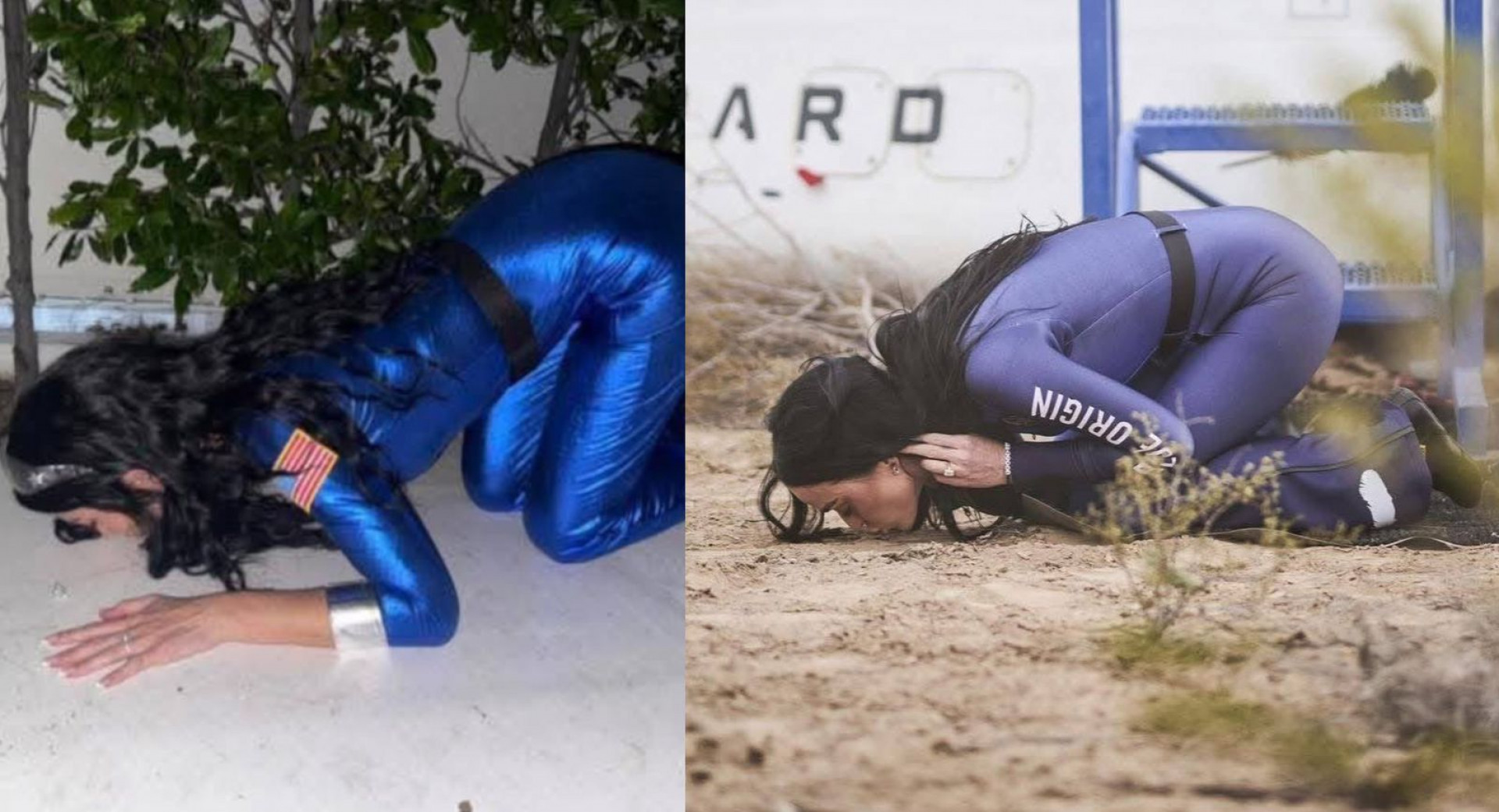 Atriz recria momento de Katy Perry ao retornar de viagem espacial - Reprodução/Instagram