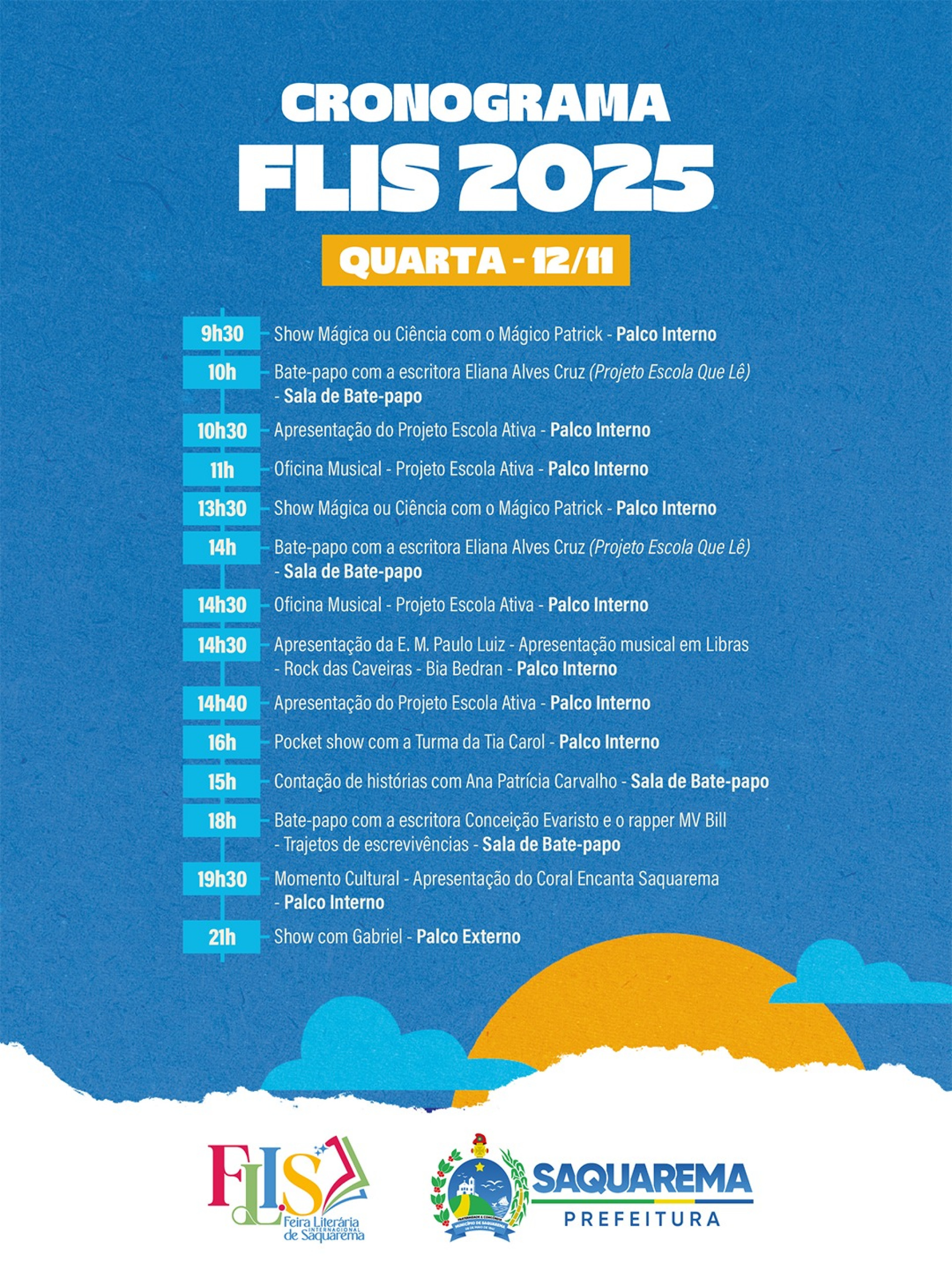 Programação da Feira Literária Internacional de Saquarema - Divulgação/Prefeitura de Saquarema